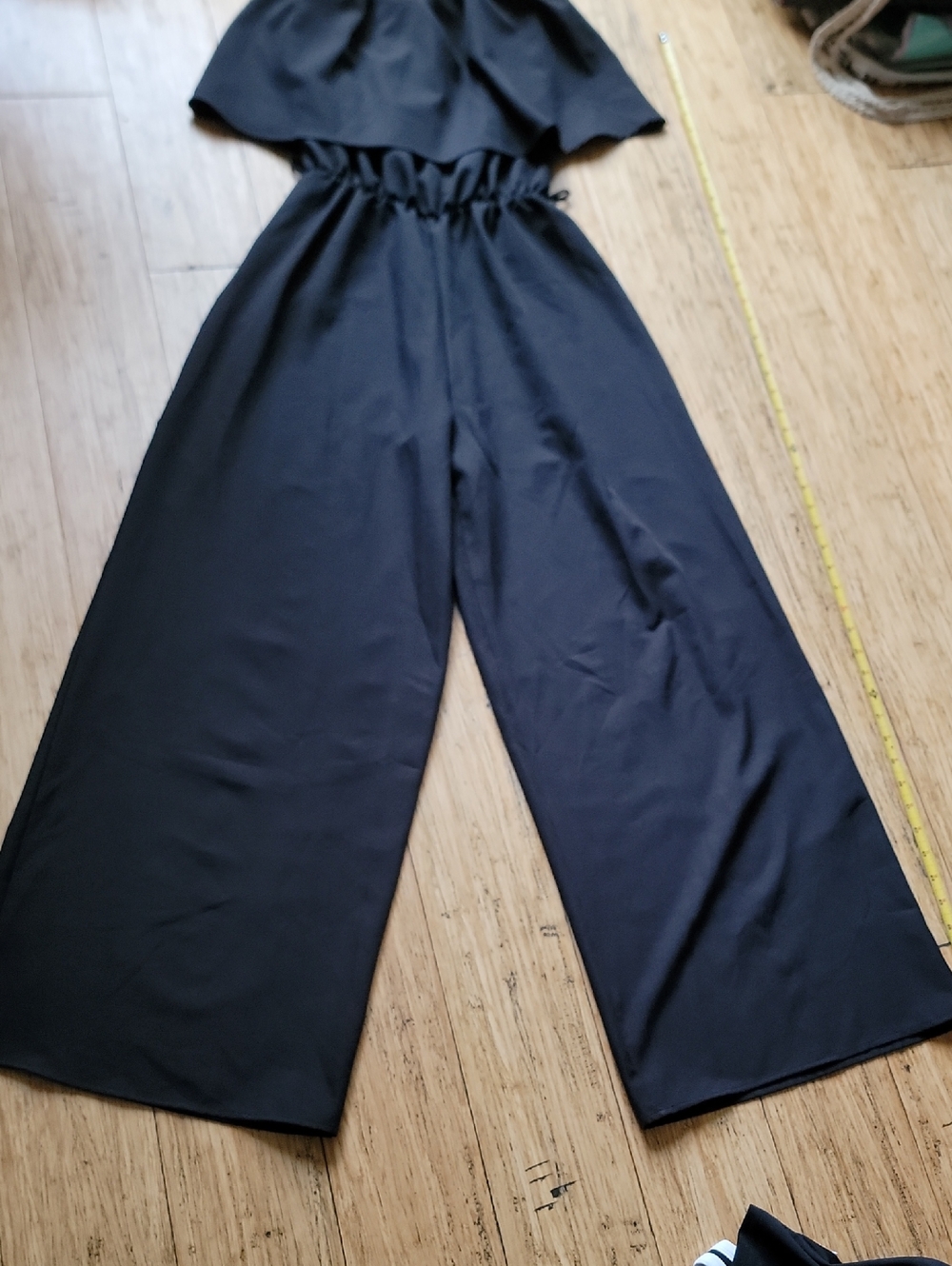 BiBi Black Wide-Leg Jumpsuit with Elastic Waist And Strapless